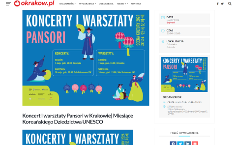 Koncerty i warsztaty Pansori w ramach „Miesięcy Koreańskiego Dziedzictwa UNESCO” w mediach